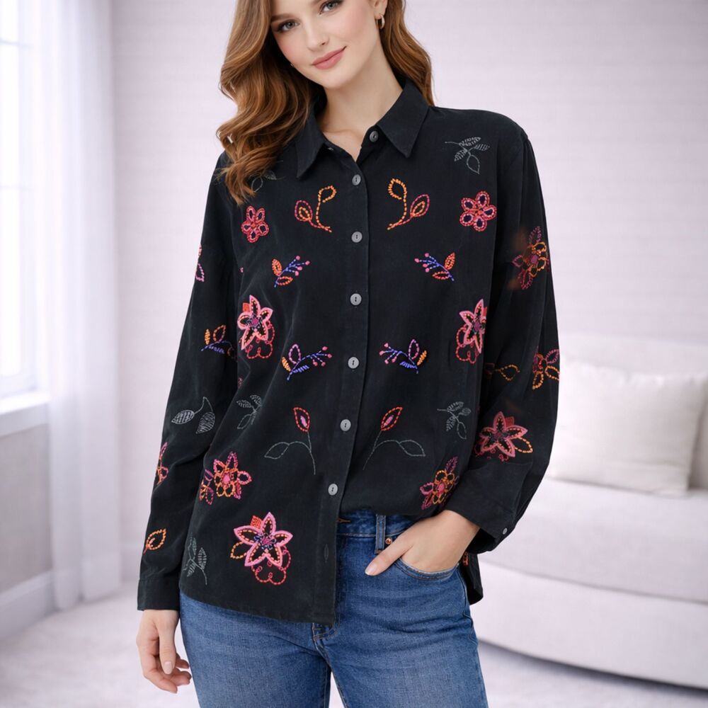 Koret Long Sleeve Button Down Shirt Black M
